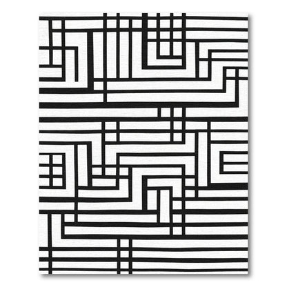 Monochrome Angular Geometric Maze Rug