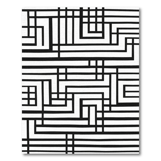 Monochrome Angular Geometric Maze Rug