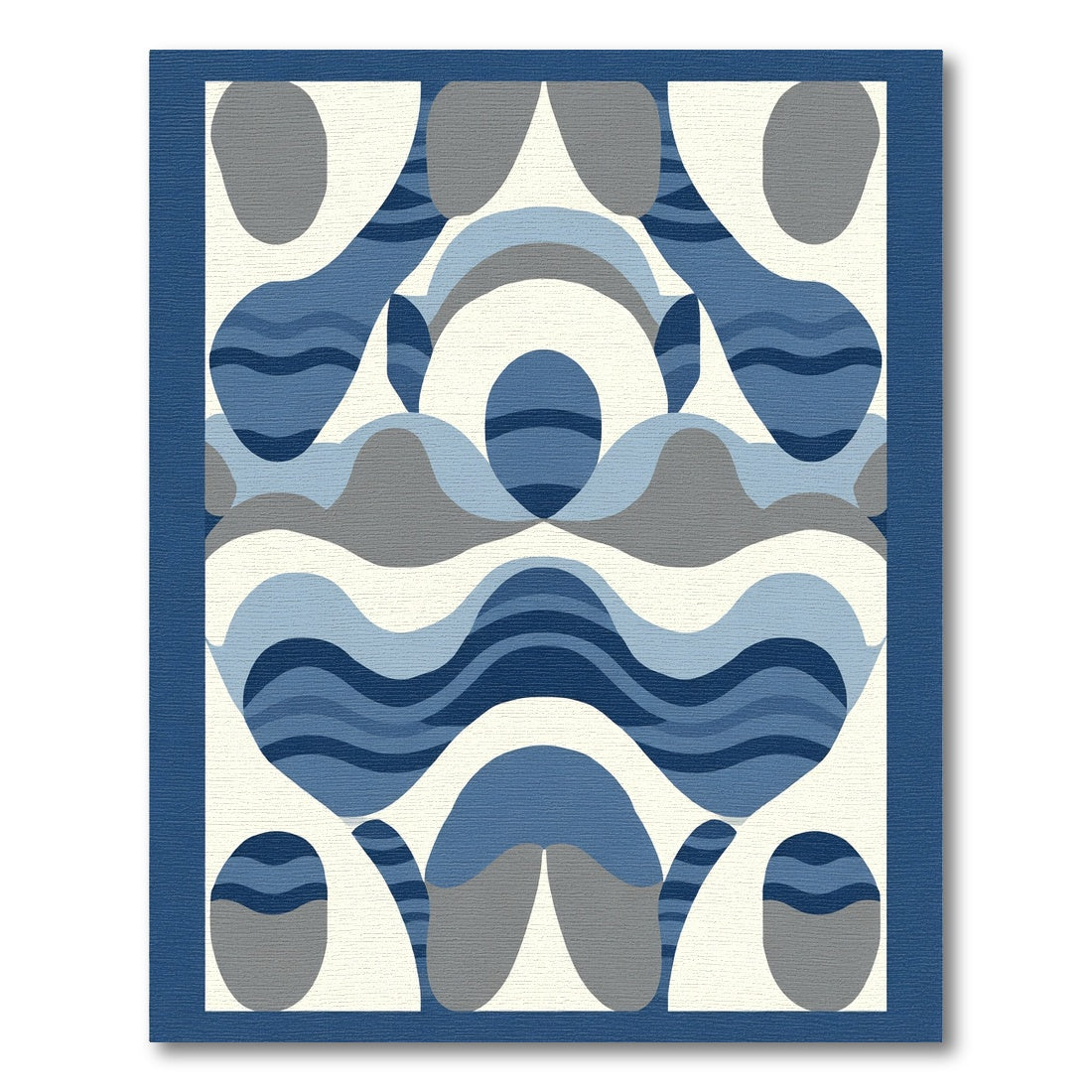 Abstract Blue Gray Organic Waves Rug