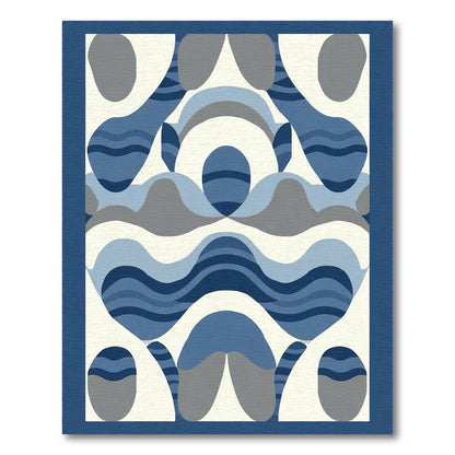 Abstract Blue Gray Organic Waves Rug
