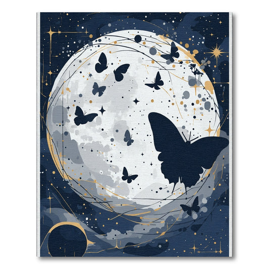 Midnight Blues Moon Butterfly Whimsy Rug