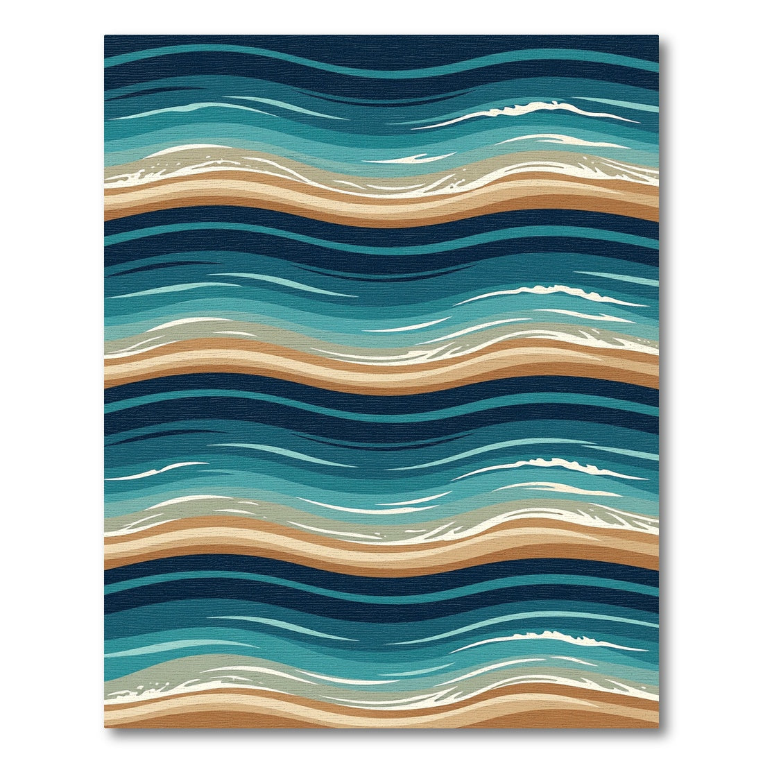 Coastal Blue Tan Wavy Stripe Rug