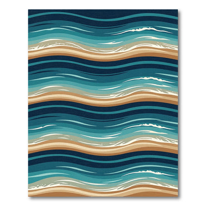 Coastal Blue Tan Wavy Stripe Rug