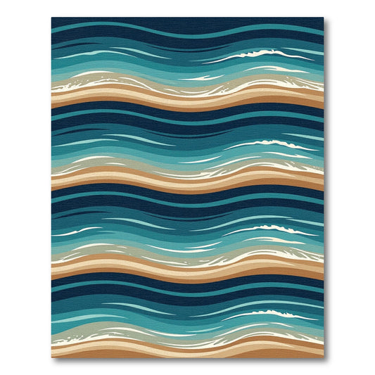 Coastal Blue Tan Wavy Stripe Rug