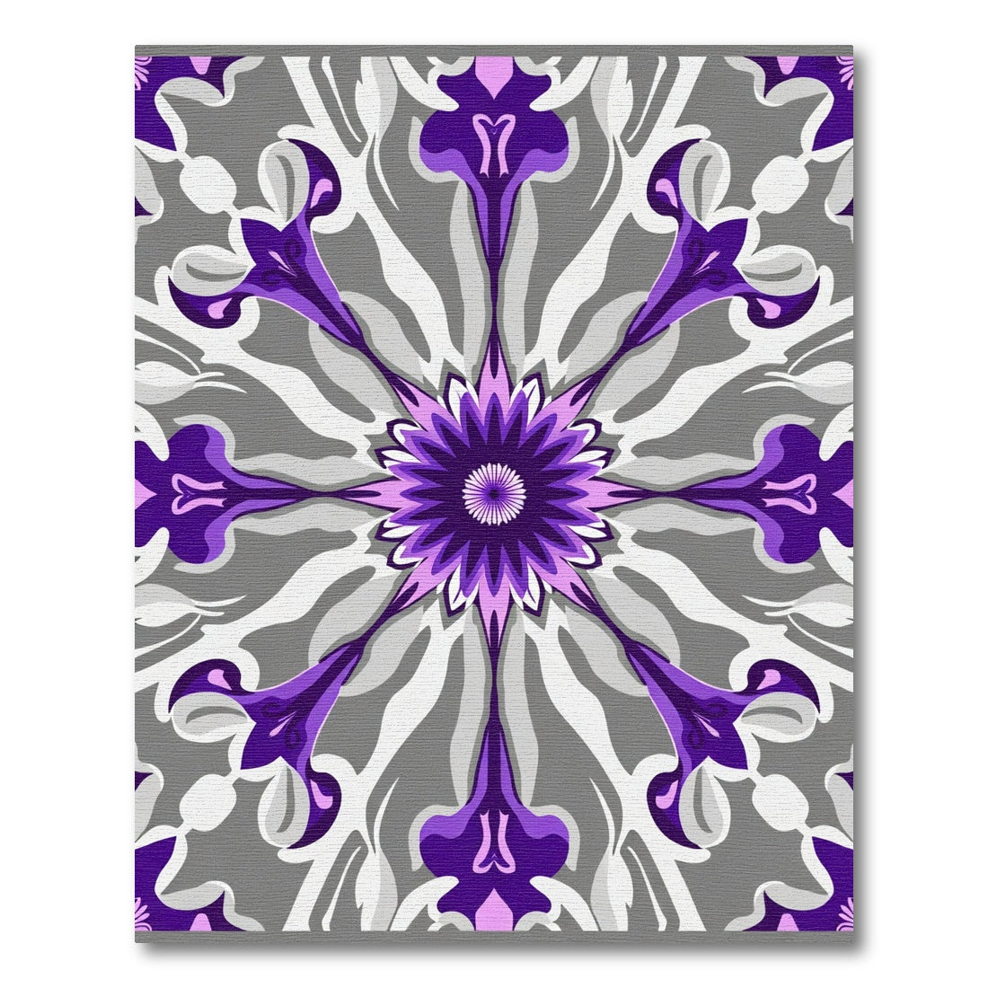 Purple Floral Mandala Gray Rug