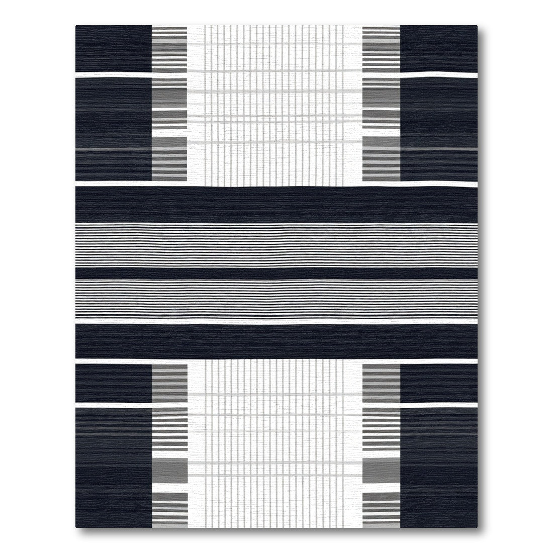 Modern Dark Gray Grid Stripe Rug