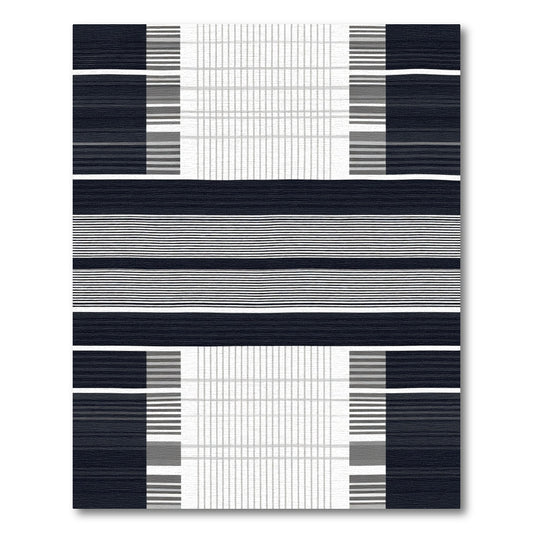 Modern Dark Gray Grid Stripe Rug
