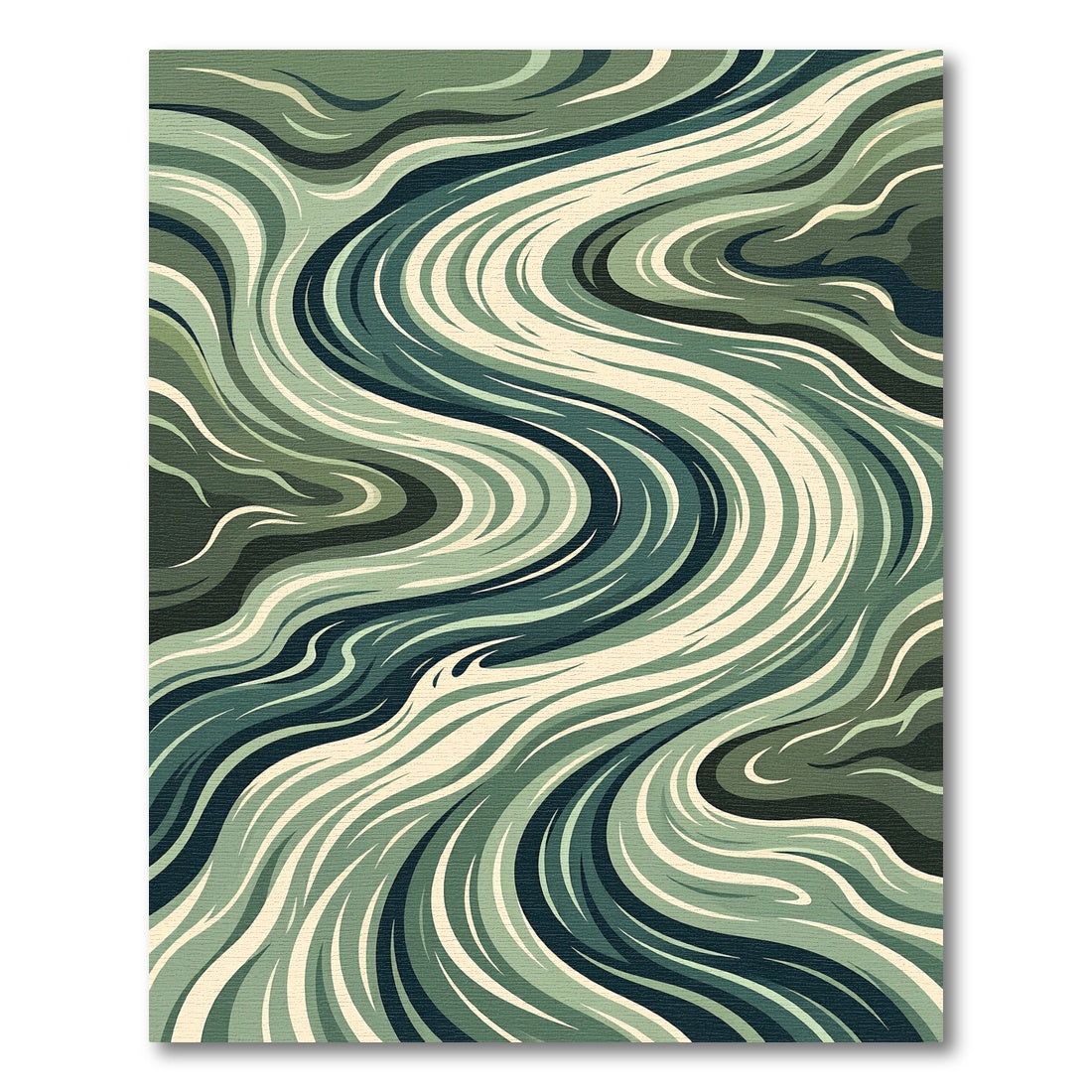 Sage and Olive Flowing Abstract Swirls Rug