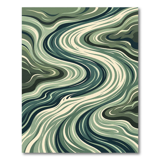 Sage and Olive Flowing Abstract Swirls Rug