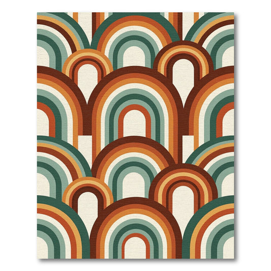 Mid-Century Retro Arched Rainbow Abstract Rug