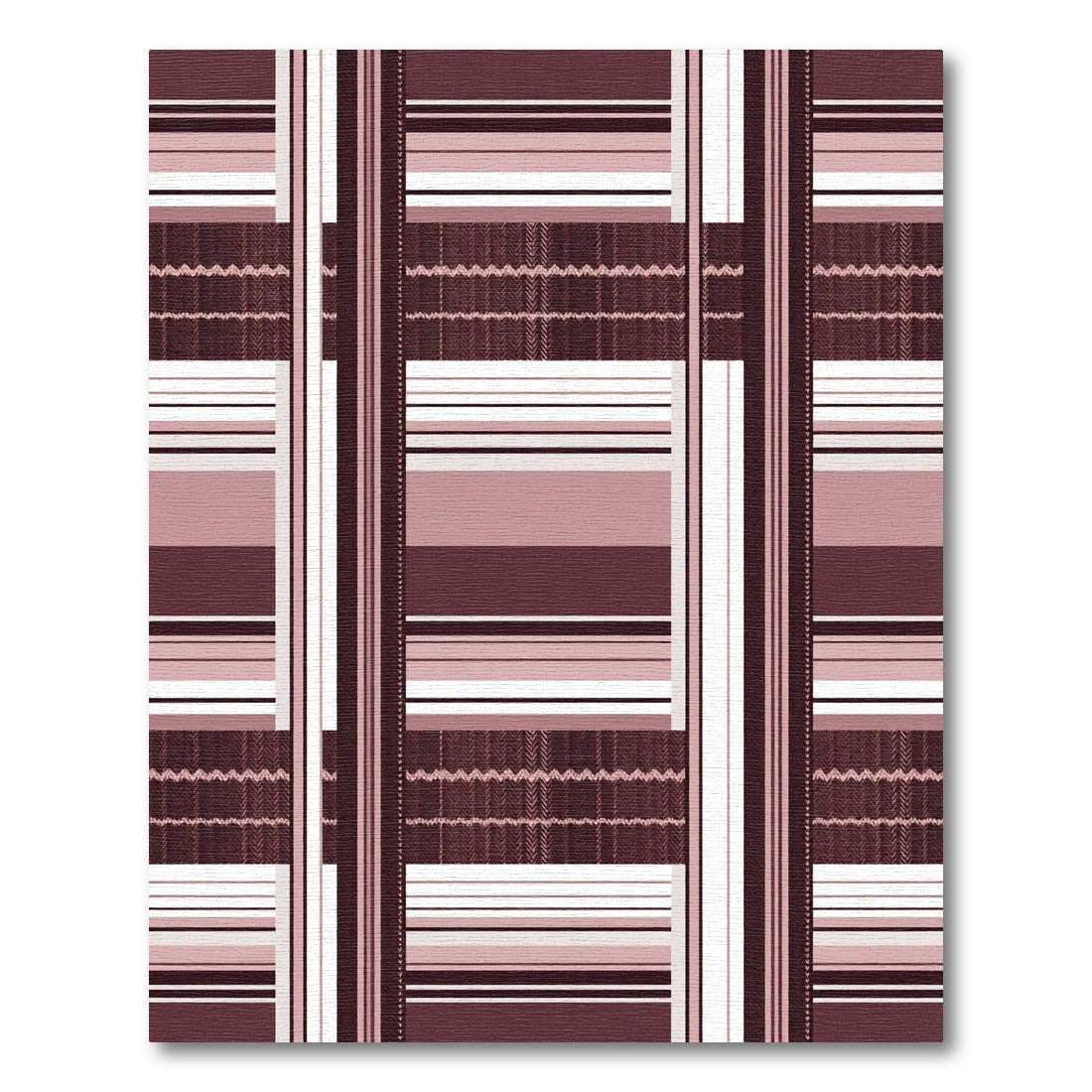 Bold Vertical Maroon Stripes Collage Rug