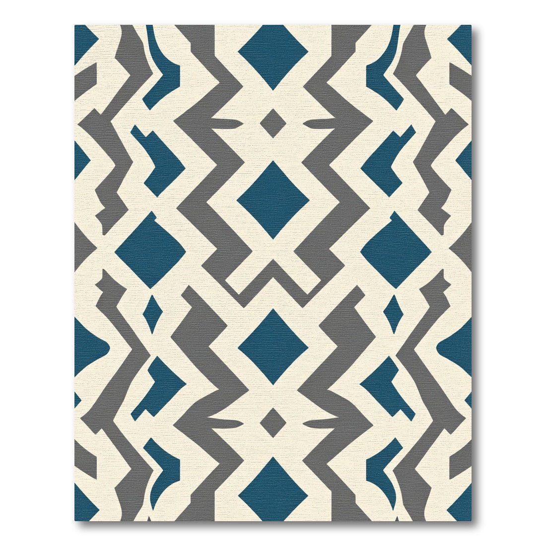 Bold Teal Cream Geometric Diamonds Rug
