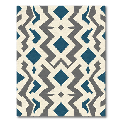 Bold Teal Cream Geometric Diamonds Rug