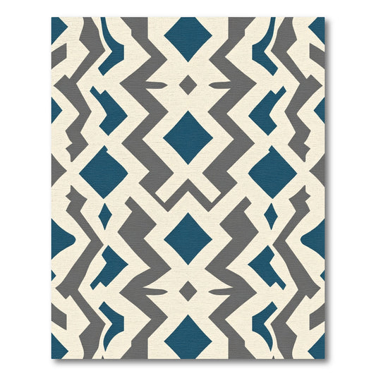 Bold Teal Cream Geometric Diamonds Rug