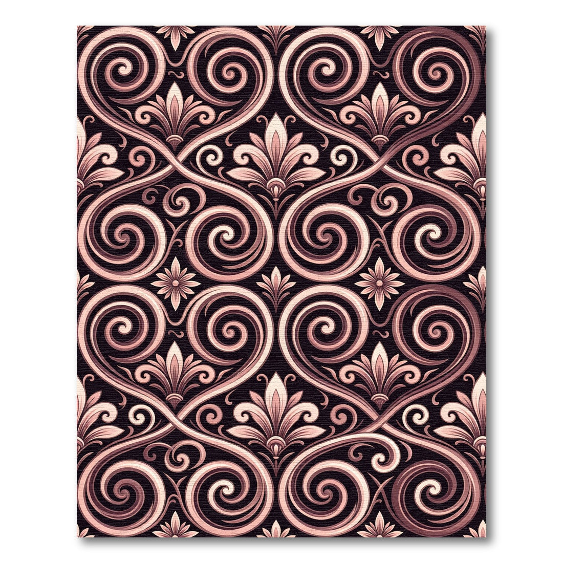 Rose Gold Swirl Fleur-de-lis Romance Rug