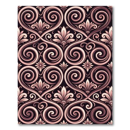 Rose Gold Swirl Fleur-de-lis Romance Rug