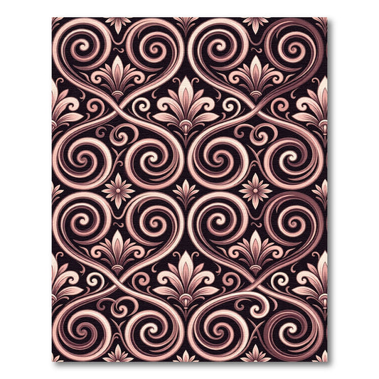 Rose Gold Swirl Fleur-de-lis Romance Rug