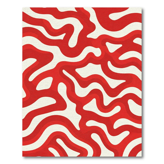 Crimson Wavy Organic Flow Rug