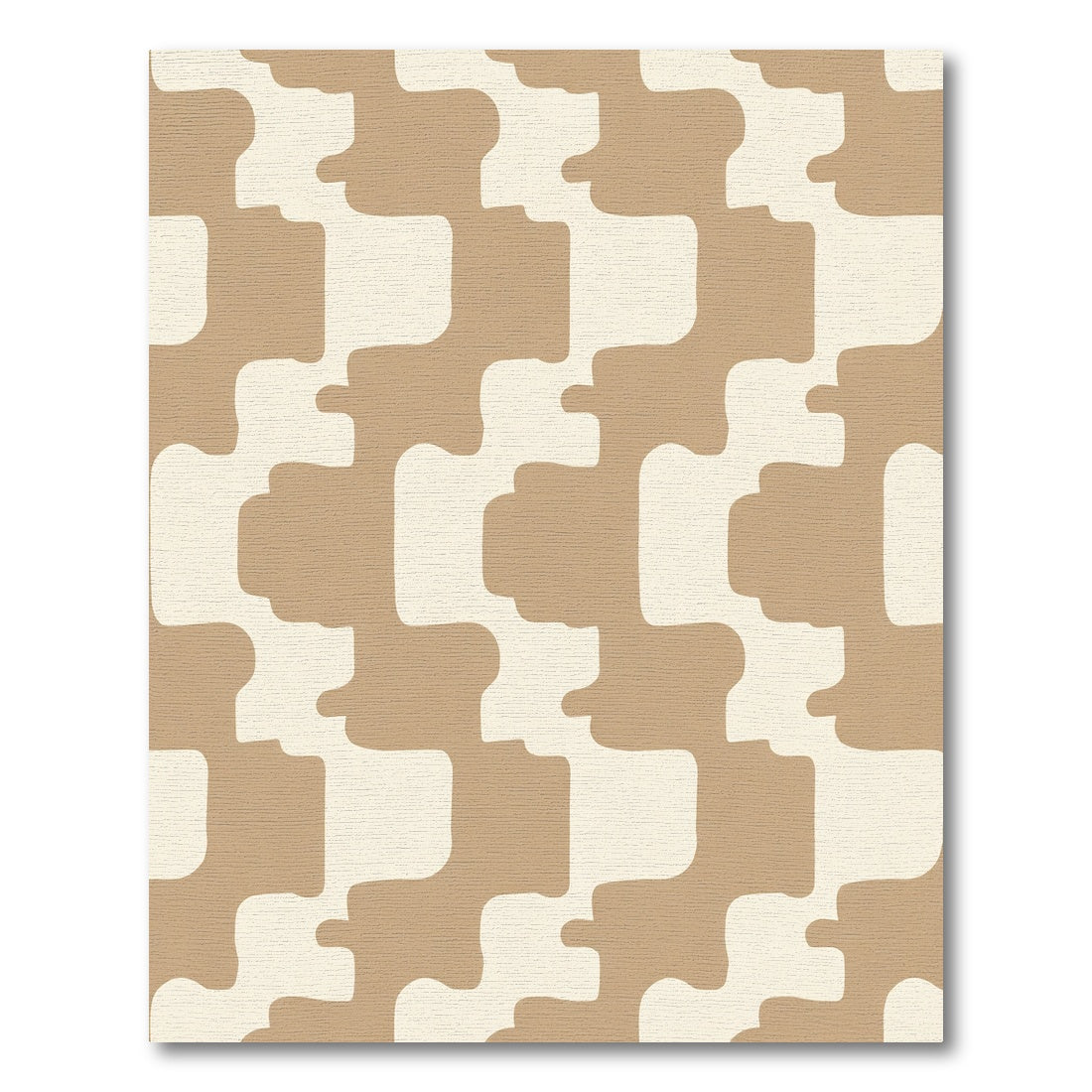 Modern Beige Cream Organic Grid Rug
