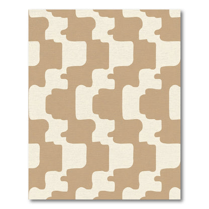 Modern Beige Cream Organic Grid Rug