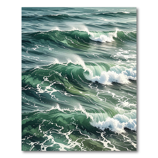 Ethereal Deep Green Ocean Wave Rug