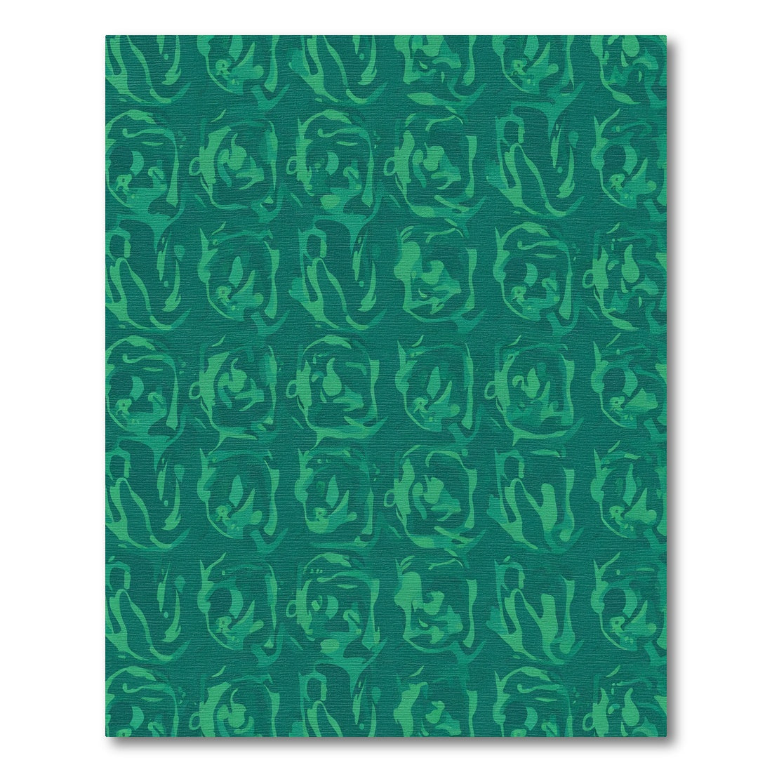 Abstract Green Face Grid Rug