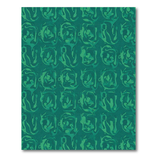 Abstract Green Face Grid Rug