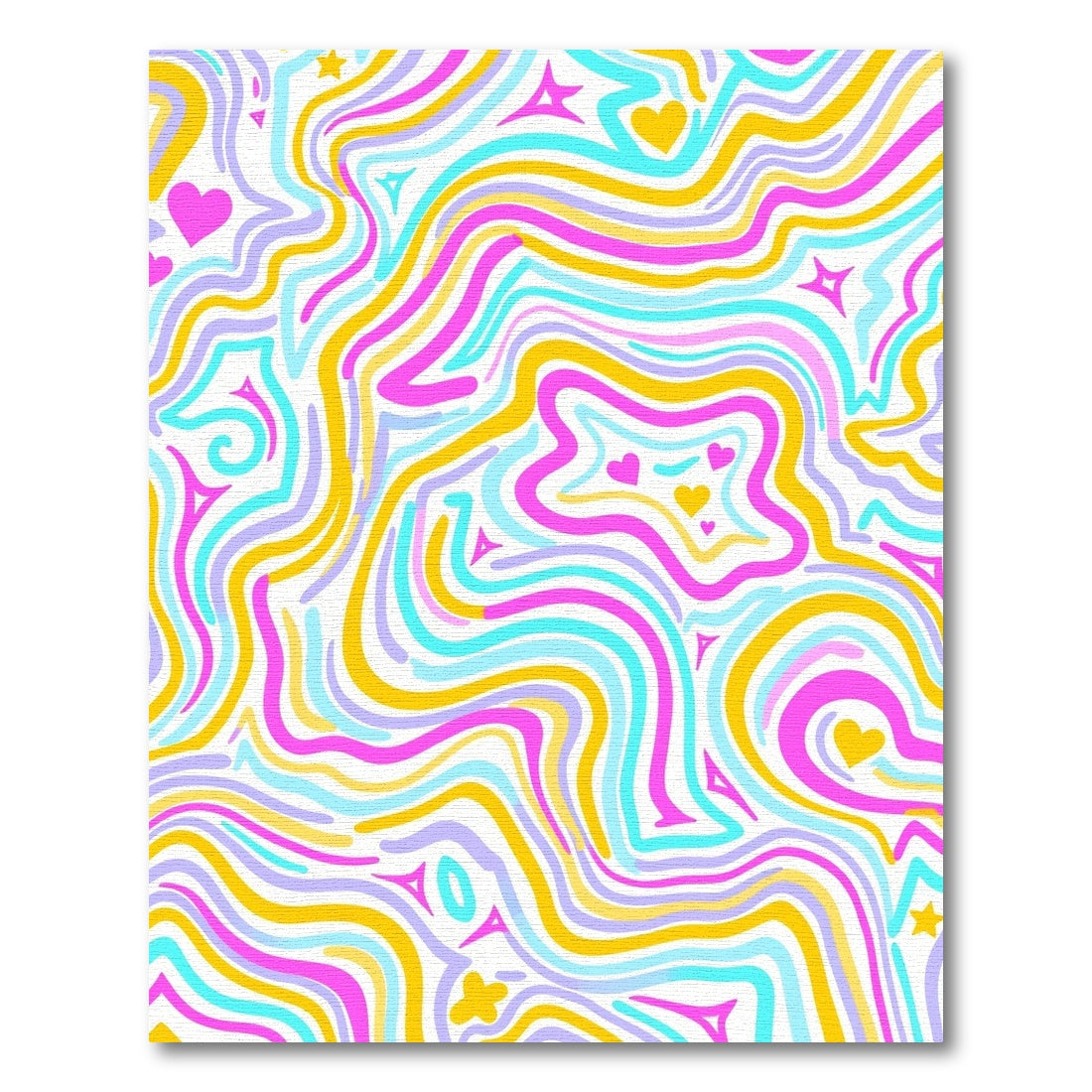 Vibrant Wavy Hearts Stars Rug