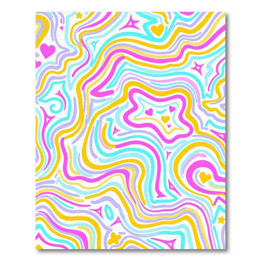 Vibrant Wavy Hearts Stars Rug