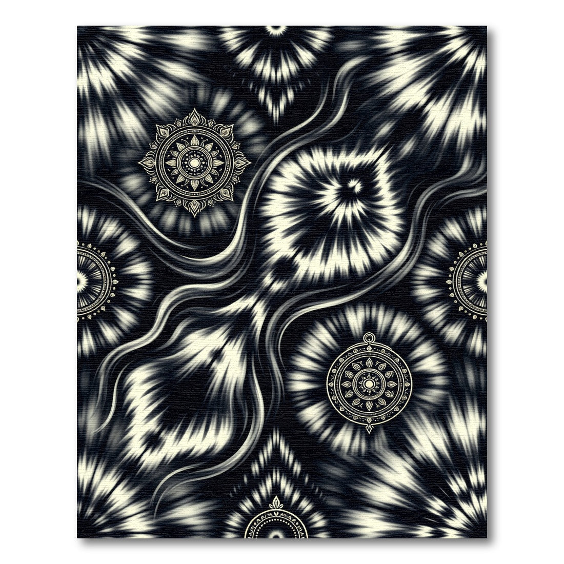 Monochromatic Tie Dye Mandala Flair Rug