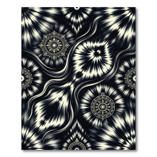 Monochromatic Tie Dye Mandala Flair Rug