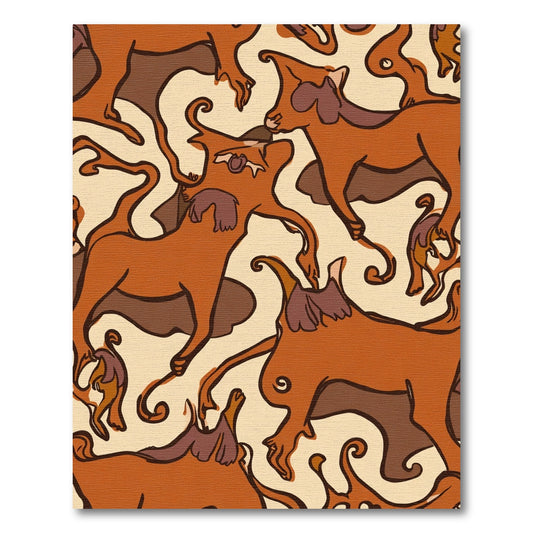 Orange Brown Creatures Arabesque Rug