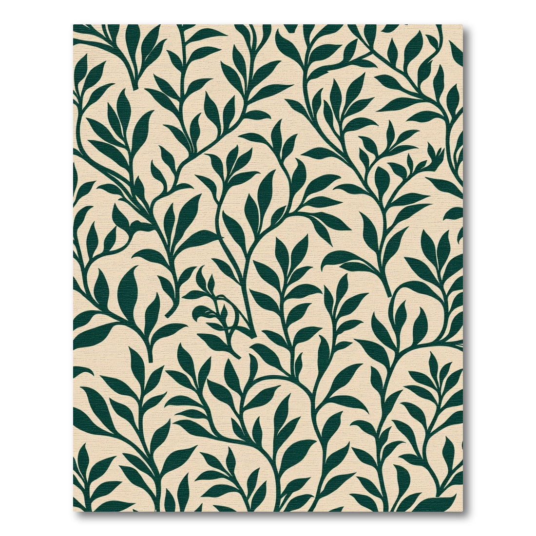 Dark Green Vine Botanical Pattern Rug