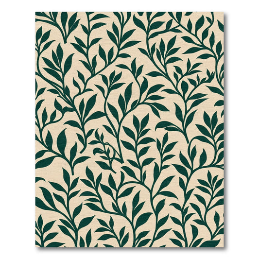 Dark Green Vine Botanical Pattern Rug