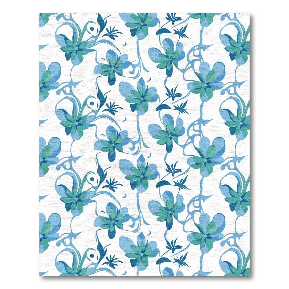 Aqua Teal Floral Swirl Pattern Rug