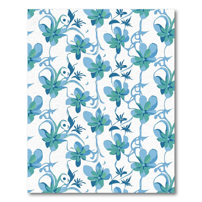 Aqua Teal Floral Swirl Pattern Rug