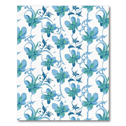 Aqua Teal Floral Swirl Pattern Rug