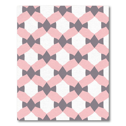 Pink Gray Interlocking Diamond Weave Rug