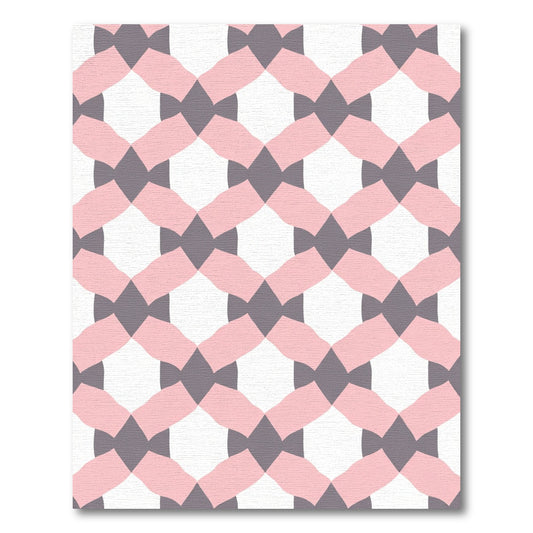 Pink Gray Interlocking Diamond Weave Rug
