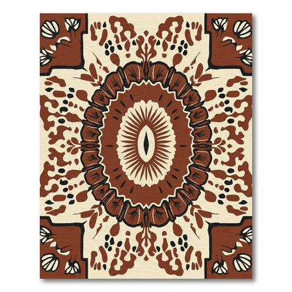 Rustic Brown Floral Medallion Rug