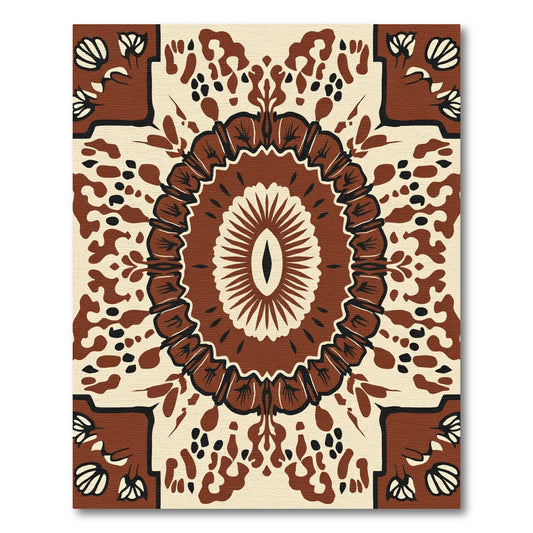 Rustic Brown Floral Medallion Rug