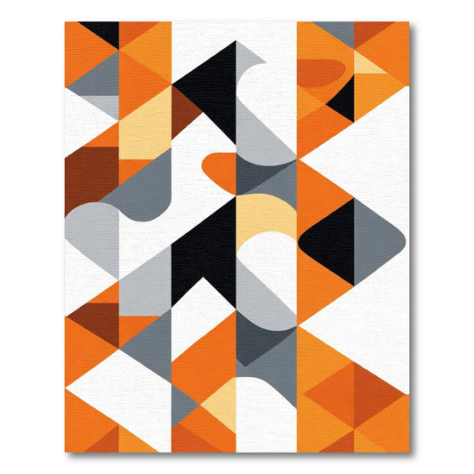 Modern Orange Geometric Abstract Overlay Rug