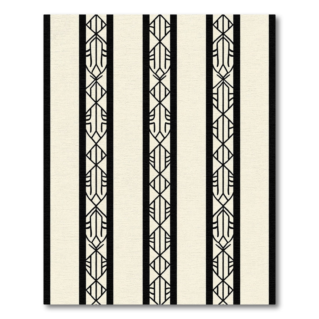 Cream Black Vertical Geometric Lines Rug