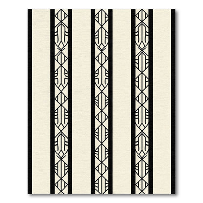 Cream Black Vertical Geometric Lines Rug