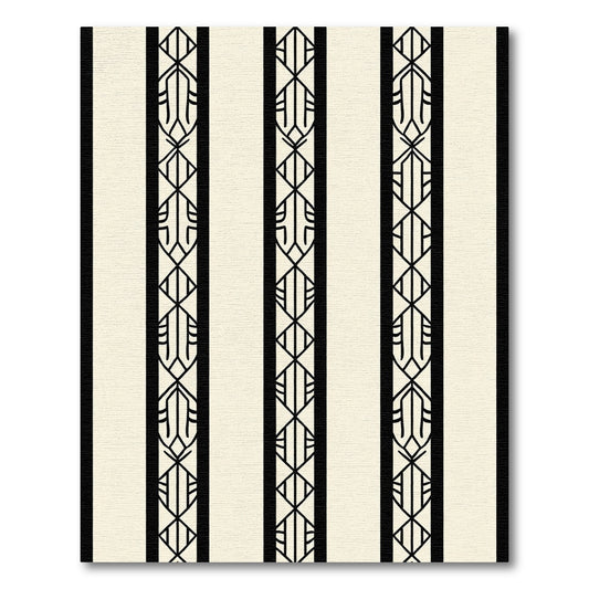 Cream Black Vertical Geometric Lines Rug
