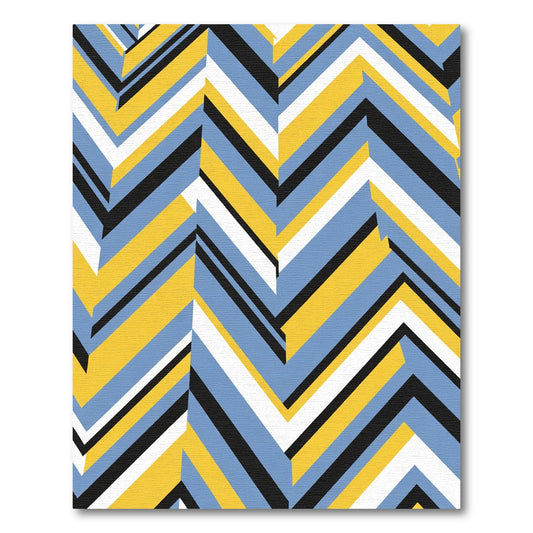 Geometric Chevron Blue Yellow Rug