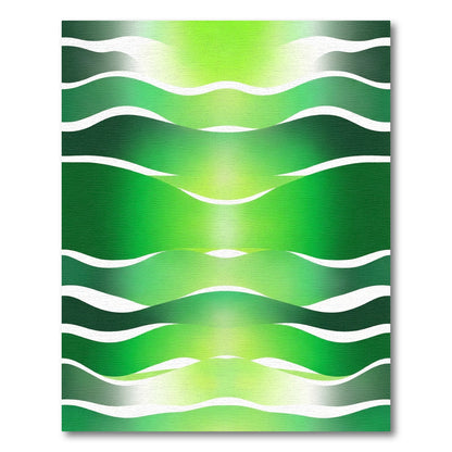 Gradient Green Abstract Horizontal Waves Rug