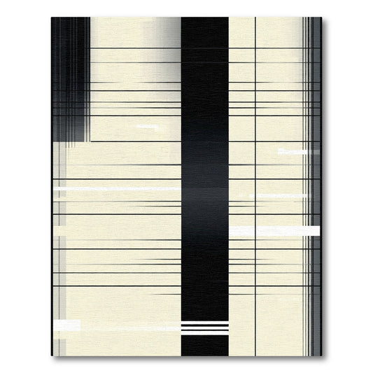 Modern Cream Black Striped Rectangles Rug