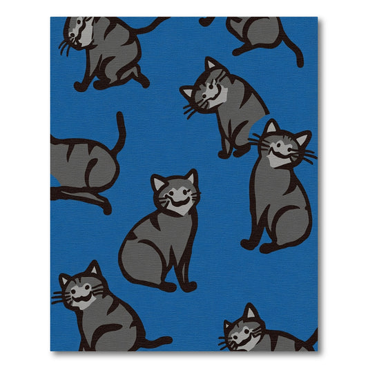 Dapper Gray Cats Blue Background Rug