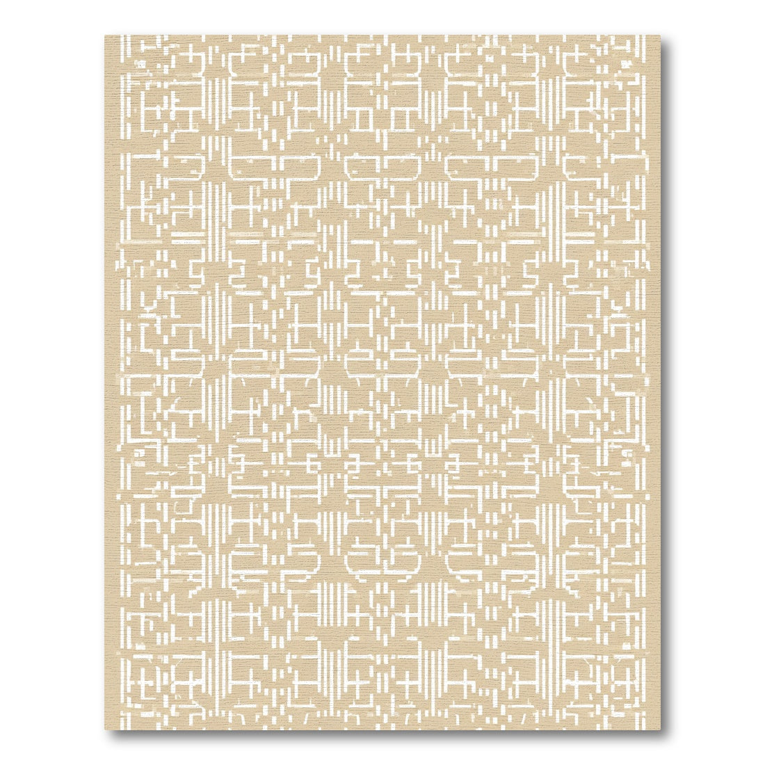 Cream Geometric Lattice Line Art Rug